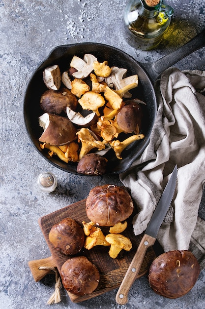 Foto setas de boletus y rebozuelos.