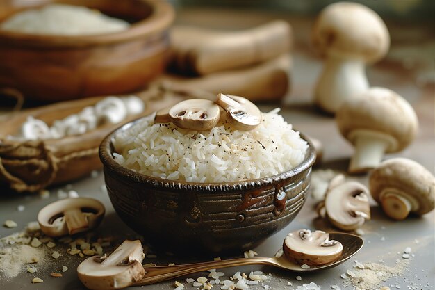 Foto setas de cuchara de arroz y salsa