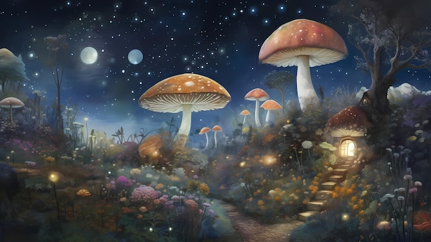 Setas fantásticas del paisaje psicodélico surrealista