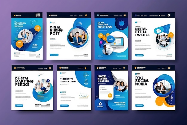 Setzen Sie eine Vorlage für digitale Marketing-Live-Webinar- und Business-Social-Media-Posts für Miniaturposts und Stories ein