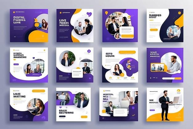 Setzen Sie eine Vorlage für digitale Marketing-Live-Webinar- und Business-Social-Media-Posts für Miniaturposts und Stories ein