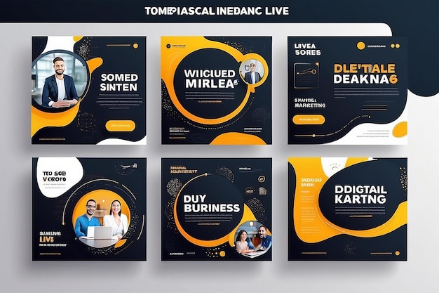 Setzen Sie eine Vorlage für digitale Marketing-Live-Webinar- und Business-Social-Media-Posts für Miniaturposts und Stories ein