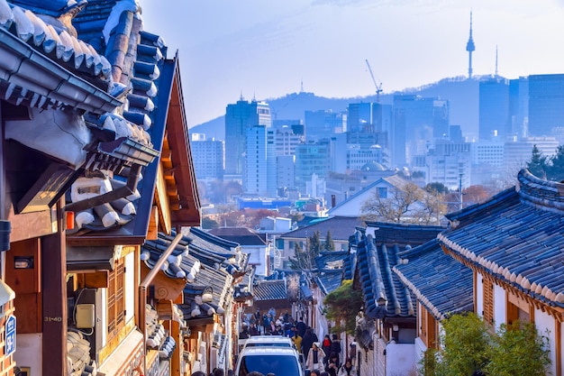 Seul Coreia do Sul 192020 arquitetura de estilo coreano em Bukchon Hanok Village