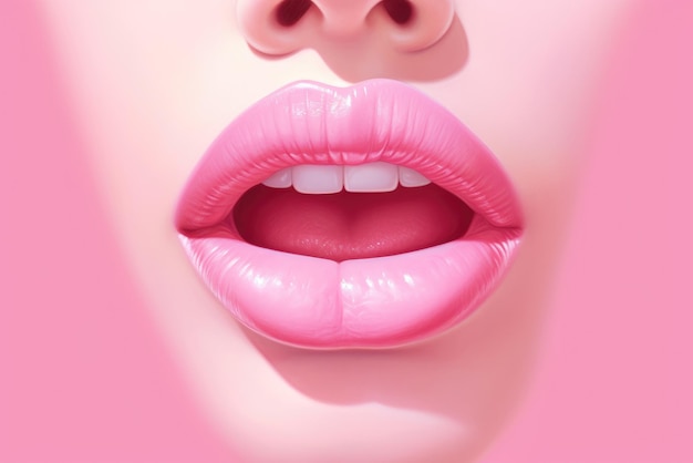 Foto sexy beauty pink lips makeup detail closeup sinnlich offener mund mit gesicht