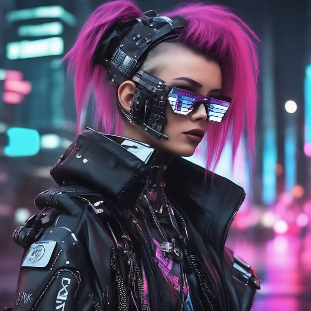 Foto sexy y chica cyberpunk