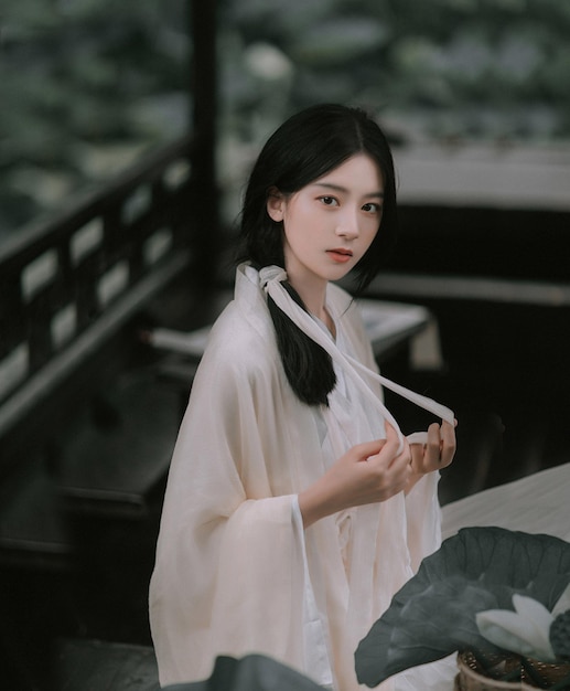 Sexy chinesische Hanfu-Mädchen im asiatischen Stil