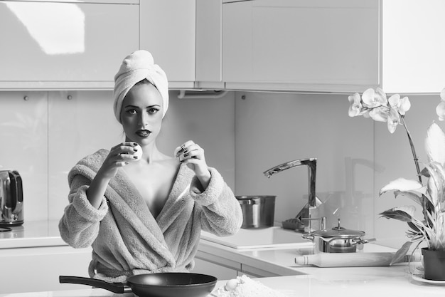 sexy, cocina, mujer