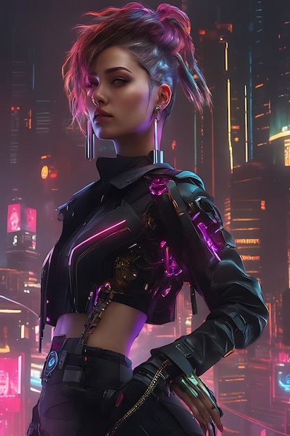 Foto sexy e cyberpunk garota