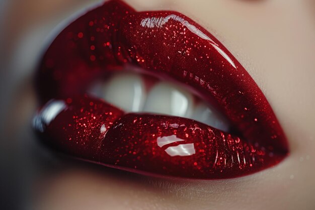 Foto sexy lips glänzender roter lippenstift generative ki