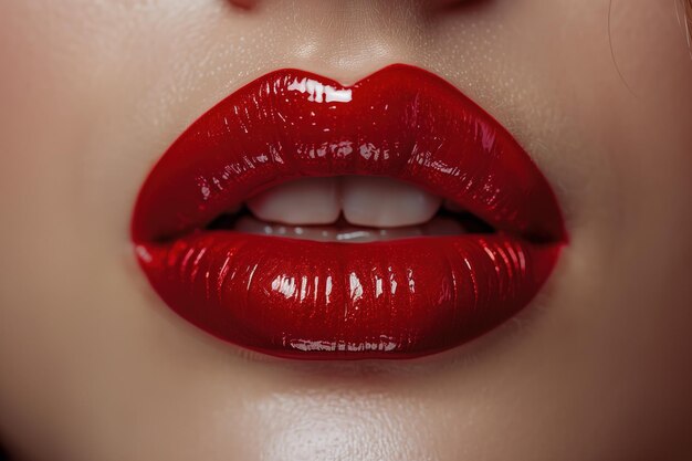 Foto sexy lips lipstick rojo brillante inteligencia artificial generativa