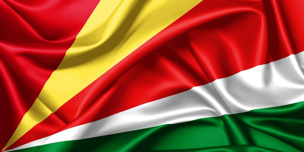 Foto seychelles bandeira 3d acenando de perto textura de seda imagem ilustração de fundo