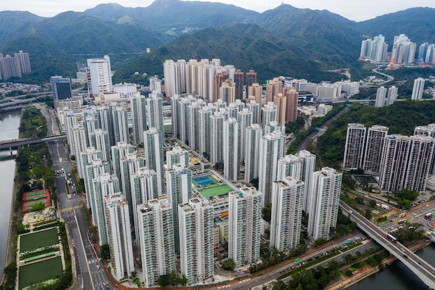 Sha Tin, Hong Kong 04 de mayo de 2019: Vista superior de la ciudad de Hong Kong