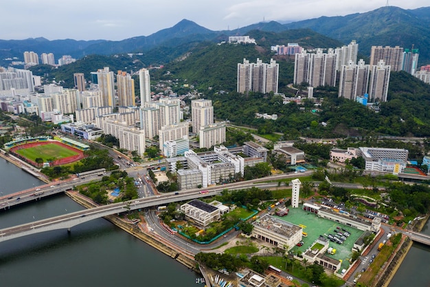 Sha Tin, Hongkong, 07. Mai 2019: Blick von oben auf das Gebäude in Hongkong