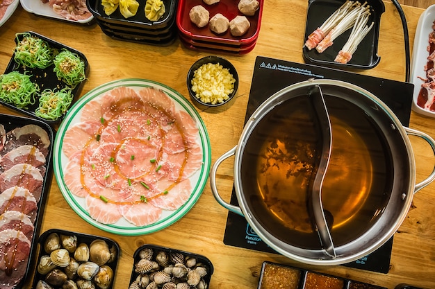 Foto shabu essen koreanischen stil