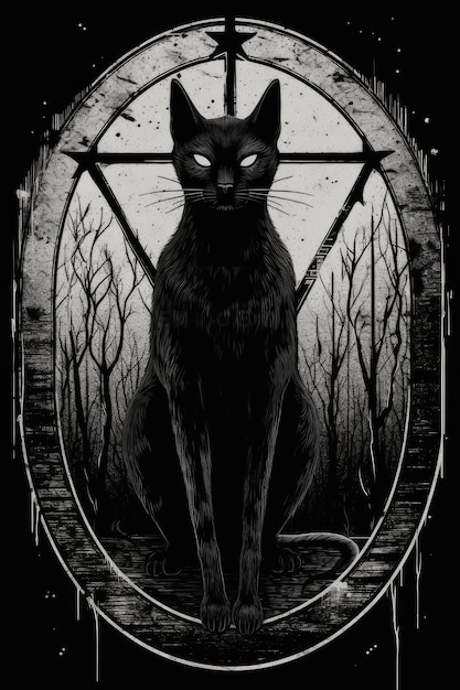 Shadowy Feline Cult Halloween Katzendruck