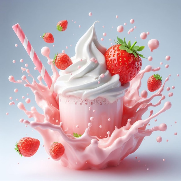 Shake de leche de fresa salpicado
