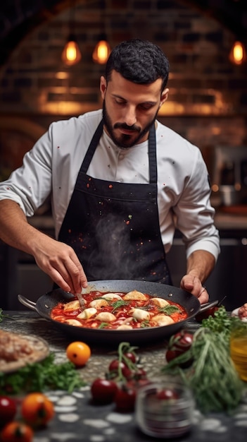 Shakshuka es una comida del norte de África y el Medio Oriente de huevos asados