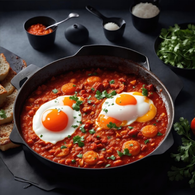 shakshuka vista de cima Fotografia de alimentos