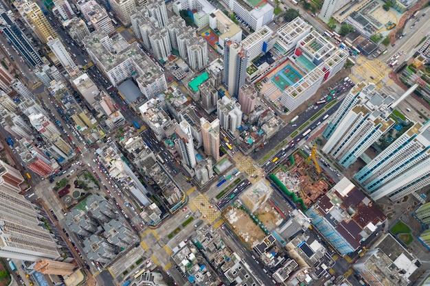 Foto sham shui po, hong kong 07 de mayo de 2019: vista aérea de la ciudad de hong kong