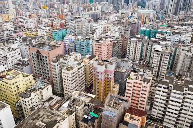 Sham Shui Po, Hong Kong 28 de agosto de 2018:-Vista superior del centro de Hong Kong