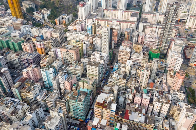 Sham Shui Po, Hongkong, 19. März 2019: Blick von oben auf die Stadt Hongkong