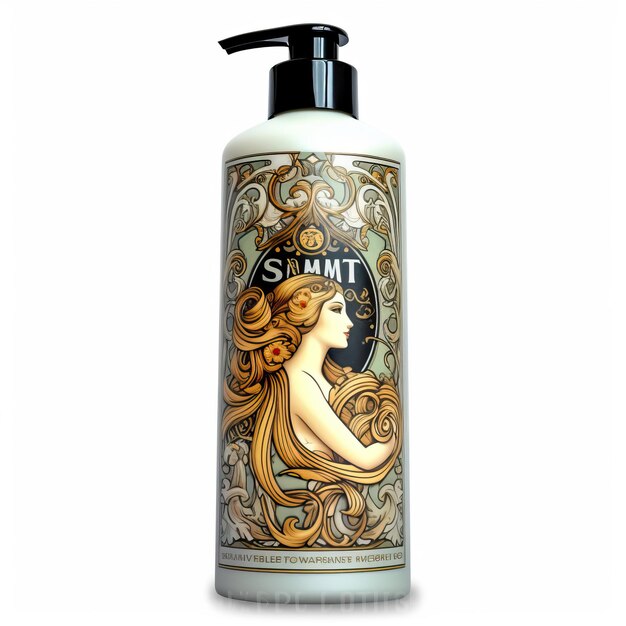 Foto shampoo estilo arte art nouveau fondo blanco alto