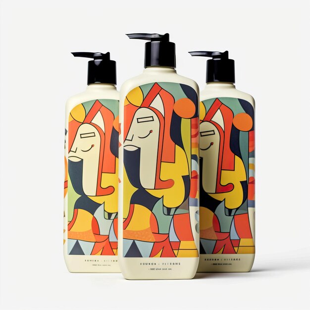 Shampoo estilo de arte cubismo fondo blanco de alta calidad