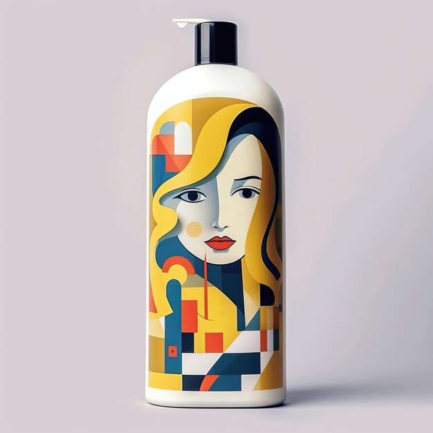 Shampoo estilo de arte cubismo fondo blanco de alta calidad