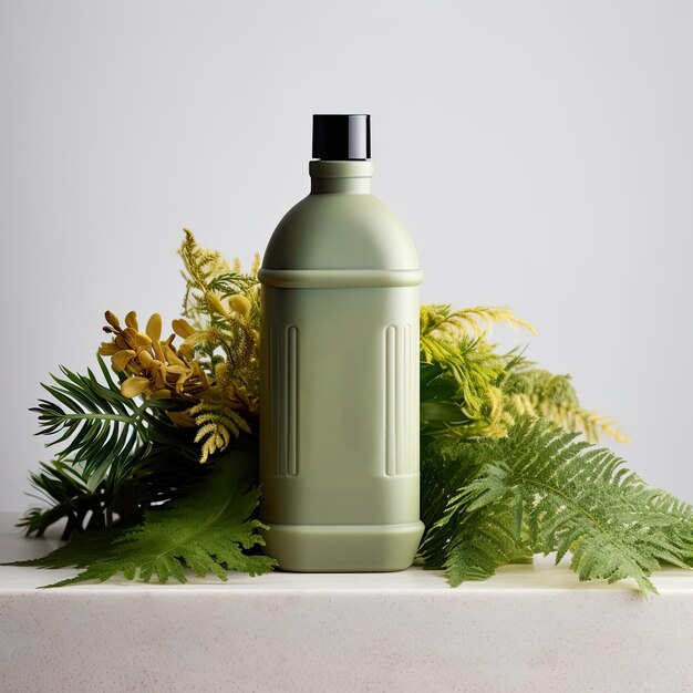 Shampoo-Flasche im Stil einer Mockup-Flüssigseifen-Pumpflasche im heimischen Badezimmer, Körperwasch- und Pflege-Co