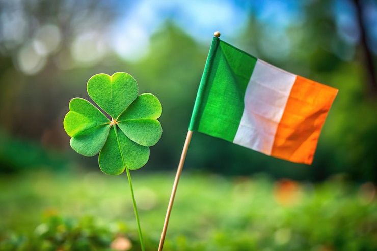 Foto shamrock e bandeira irlandesa para o dia de são patrício