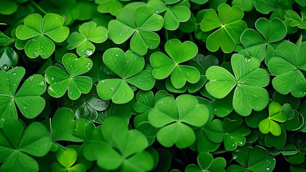 Shamrock quatro folhas de trevo de fundo para a celebração do dia de São Patrício