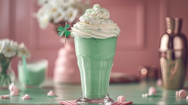 Shamrock-Shake für den St. Patrick's Day mit Schlagsahne