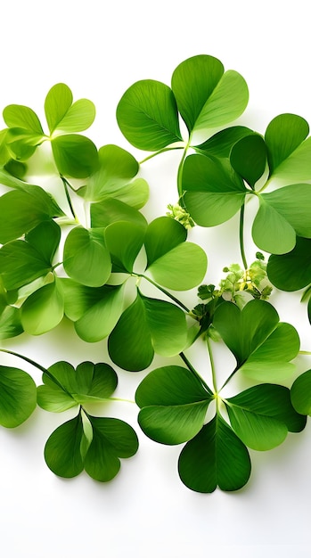 Foto shamrocks llenos sobre un fondo blanco