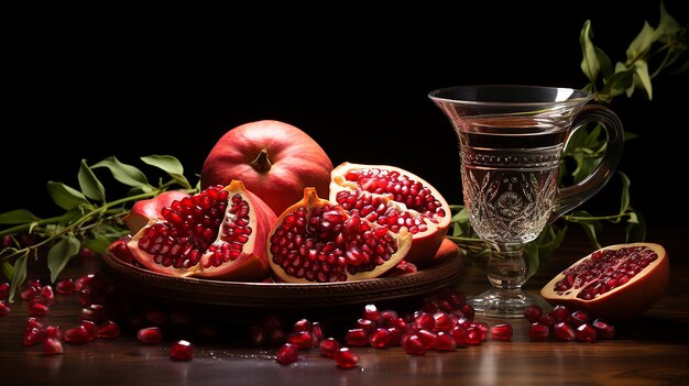 Foto shana tova símbolos romã e shofar