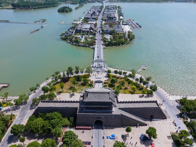 Shandong Liaocheng um panorama vazio na antiga cidade de Dongchang