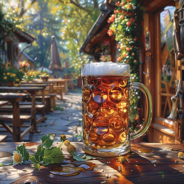 Foto shandy in einem sonnigen bayerischen biergarten