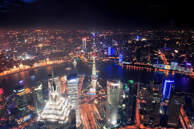 Shanghai-Nachtluftbild