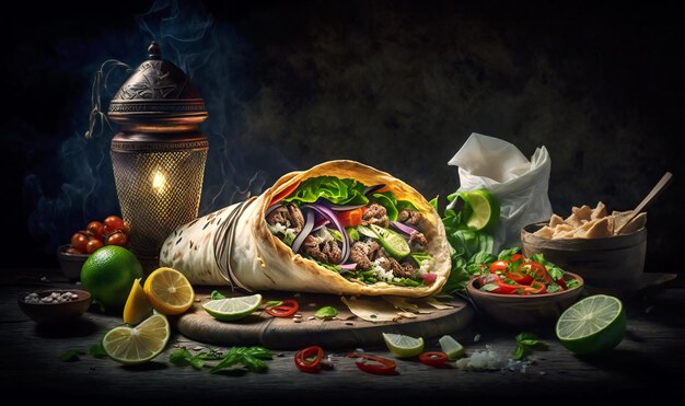 Shawarma auf dunklem Hintergrund