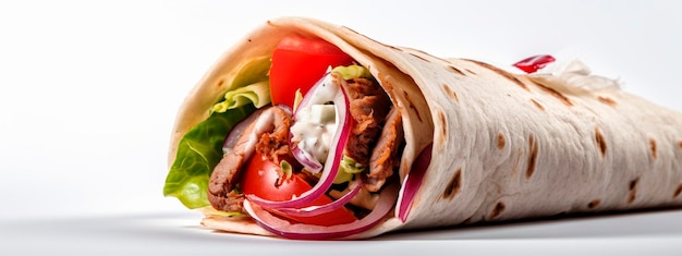 Shawarma-Isolat auf weißem Hintergrund Generative KI