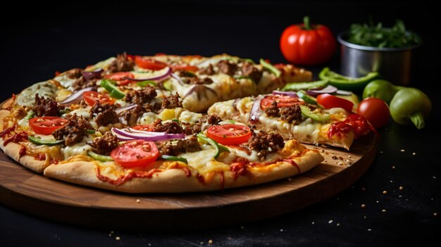 Shawarma pizza shawarma com legumes e queijo