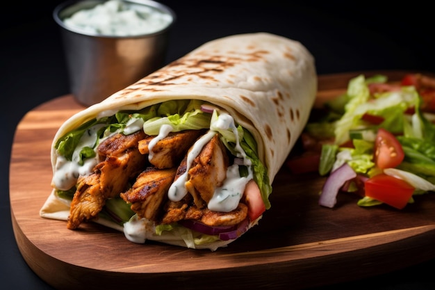 Shawarma de pollo con especias Doner kebab fresco Generar Ai