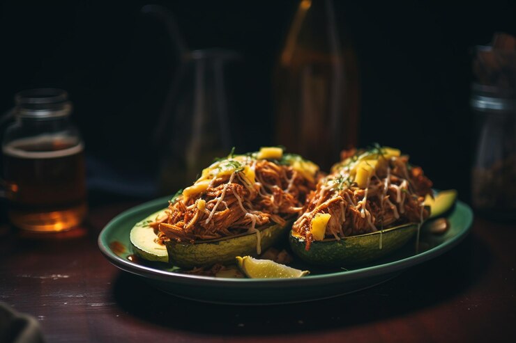 Foto shawarma pollo relleno de aguacates