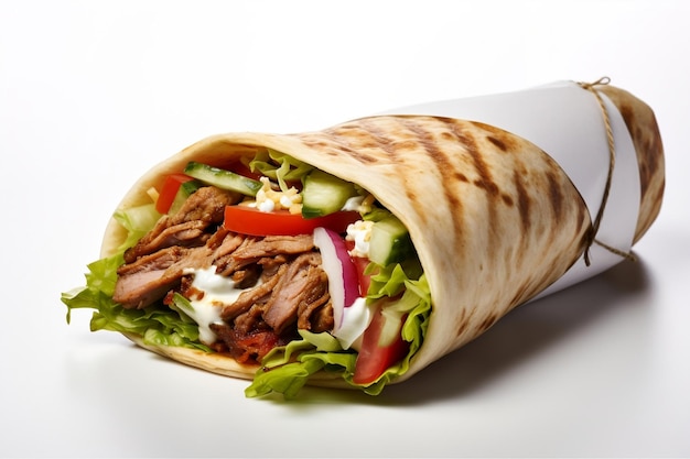 Shawarma sobre un fondo blanco aislado Ai generativo