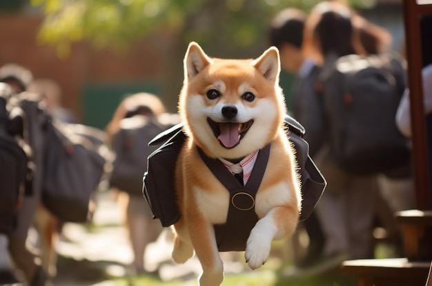 Shiba estudante Shiba em uniforme escolar Shiba foi para a escola Generative AI