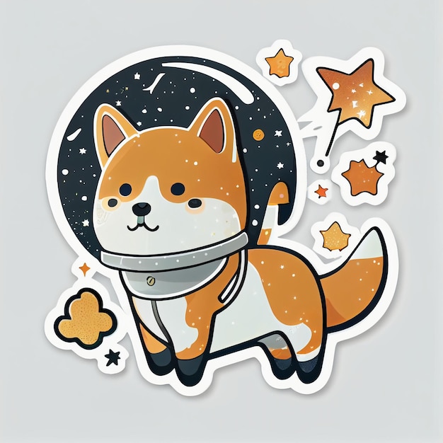 shiba inu im weltraum gestanzter aufkleber niedliches kawaii