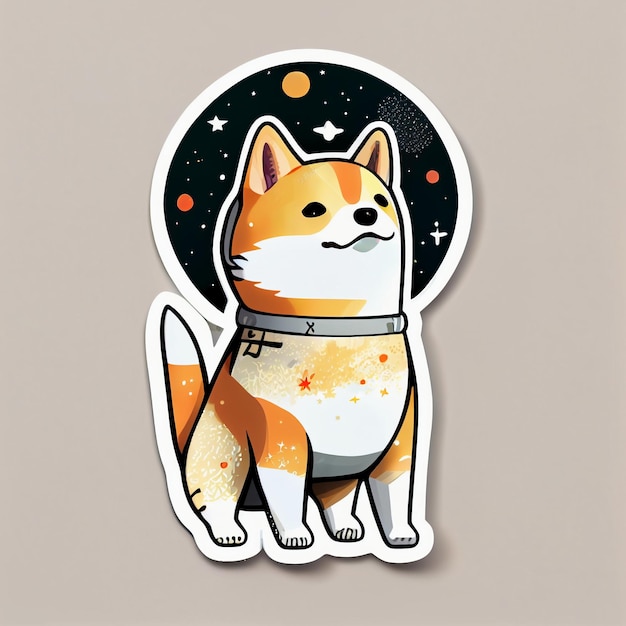 shiba inu im weltraum gestanzter aufkleber niedliches kawaii