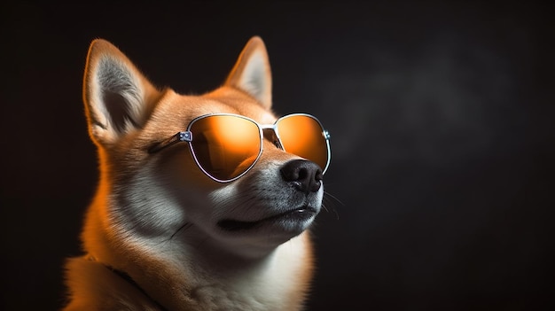 Shiba Inu mit Sonnenbrille Schöner Hund