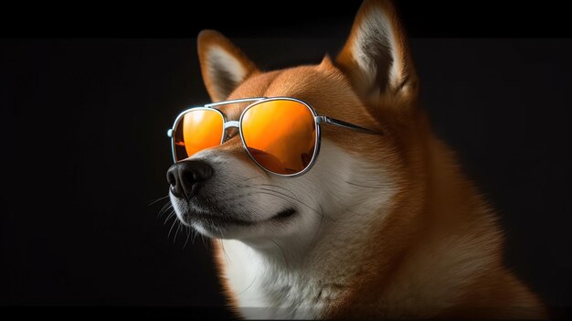 Shiba Inu mit Sonnenbrille Schöner Hund