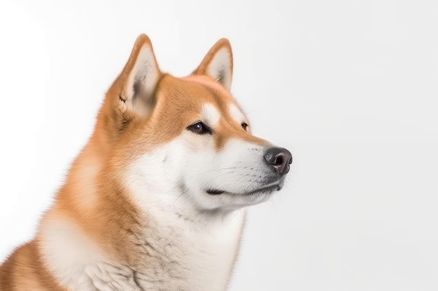 Shiba inu perro sobre fondo blanco retrato