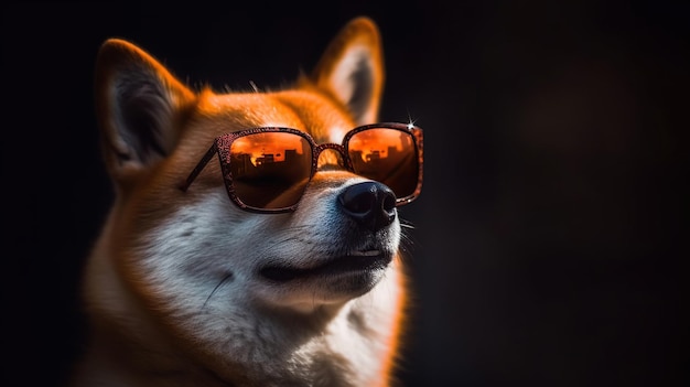 Shiba Inu usando óculos de sol belo cão